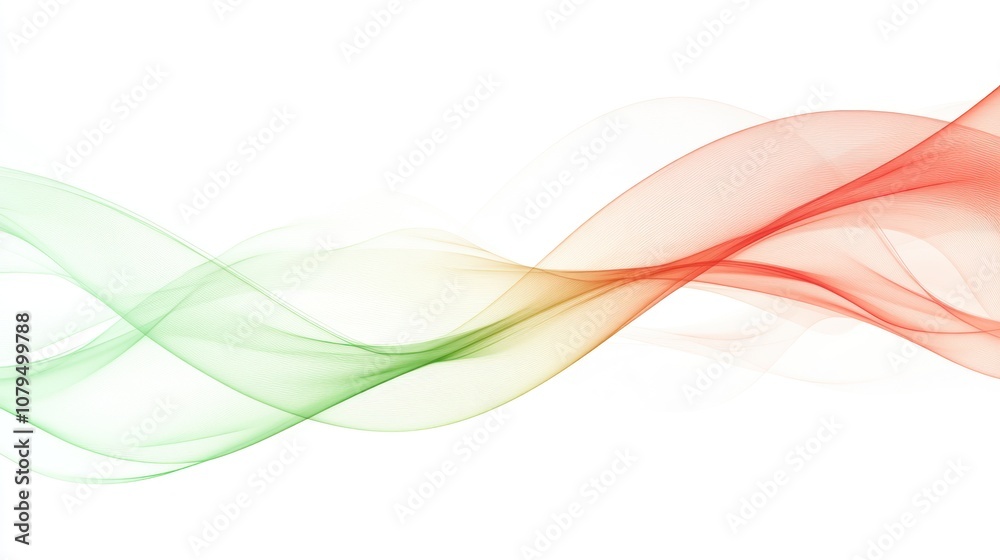 Abstract wavy lines in red, green, and yellow on a white background. Abstract wavy lines in red, green, and yellow on a white background.