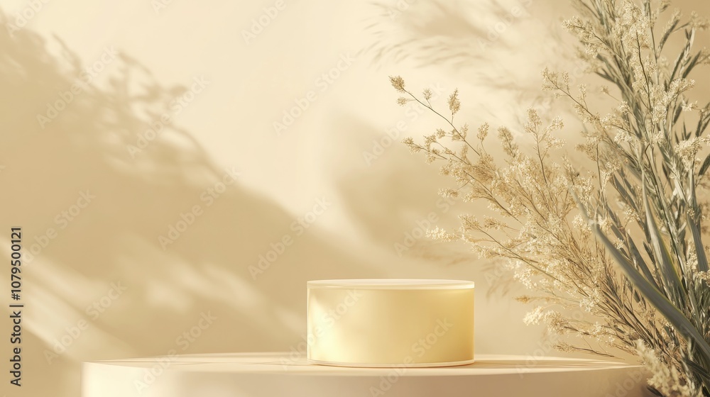 Minimal 3D rendered scene featuring an empty cube podium in shades of pastel yellow designed for cosmetic product display and abstract background showcase Geometric pedestal in soft colors for moc Minimal 3D rendered scene featuring an empty cube podium in shades of pastel yellow designed for cosmetic product display and abstract background showcase Geometric pedestal in soft colors for moc