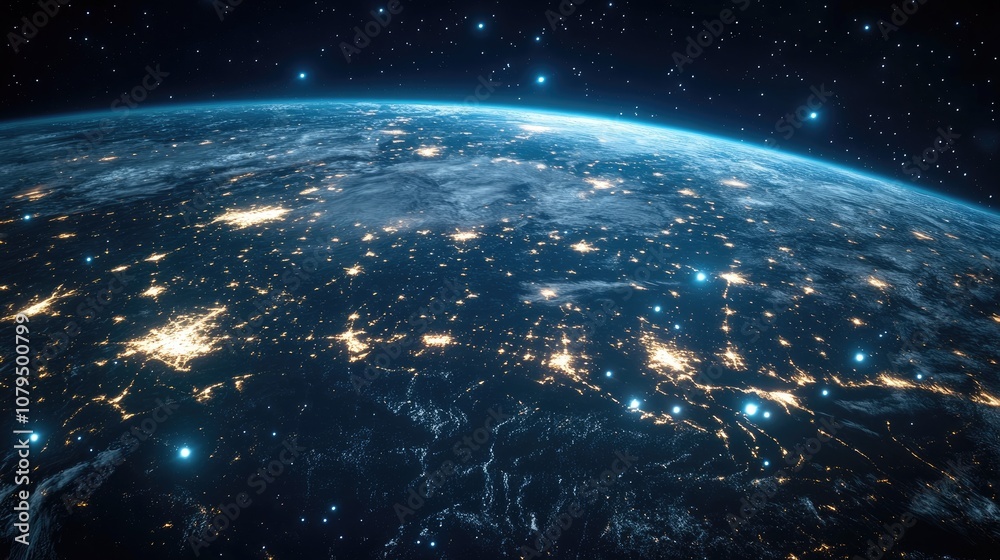 Virtual connectivity in the metaverse nighttime view of Earth within a digital network showcasing 3D communication technology Virtual connectivity in the metaverse nighttime view of Earth within a digital network showcasing 3D communication technology