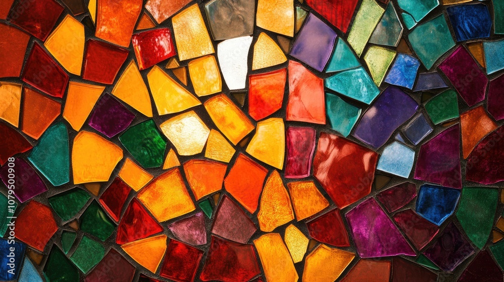 Fototapeta premium Vibrant abstract mosaic background featuring a glossy multicolored design