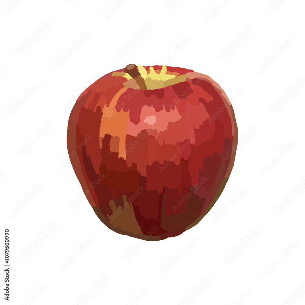 Vector realistic red apple painted with a round brush on white background. Hand drawn illustration Vector realistic red apple painted with a round brush on white background. Hand drawn illustration