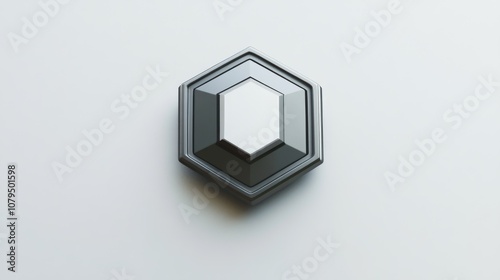 Grey civilian badge featuring a geometric cube design on a white background photo