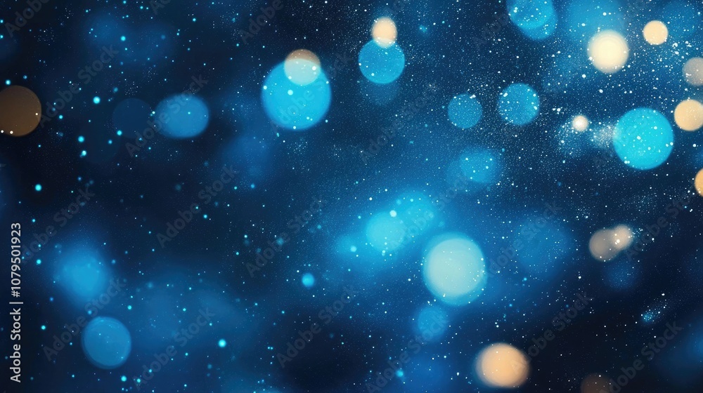 Blue bokeh circles with stars creating a visually appealing abstract illustration Blue bokeh circles with stars creating a visually appealing abstract illustration