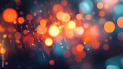 Abstract digital illustration featuring bokeh lights with an orange hue