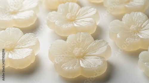 Delicate Blossom Soap Bars Displayed on a Soft Background with Detailed Floral Design Ideal for Craft and Spa Projects or Natural Product Promotions