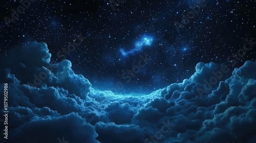 Night sky with stars in a 3D cartoon rendering background