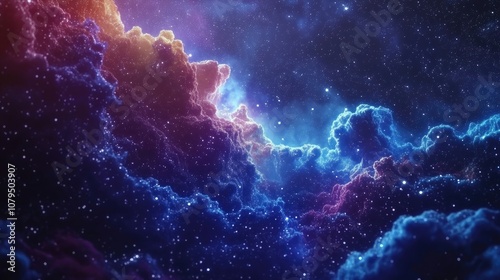 High definition star field background featuring a 3D cartoon rendering Colorful starry night sky texture in outer space