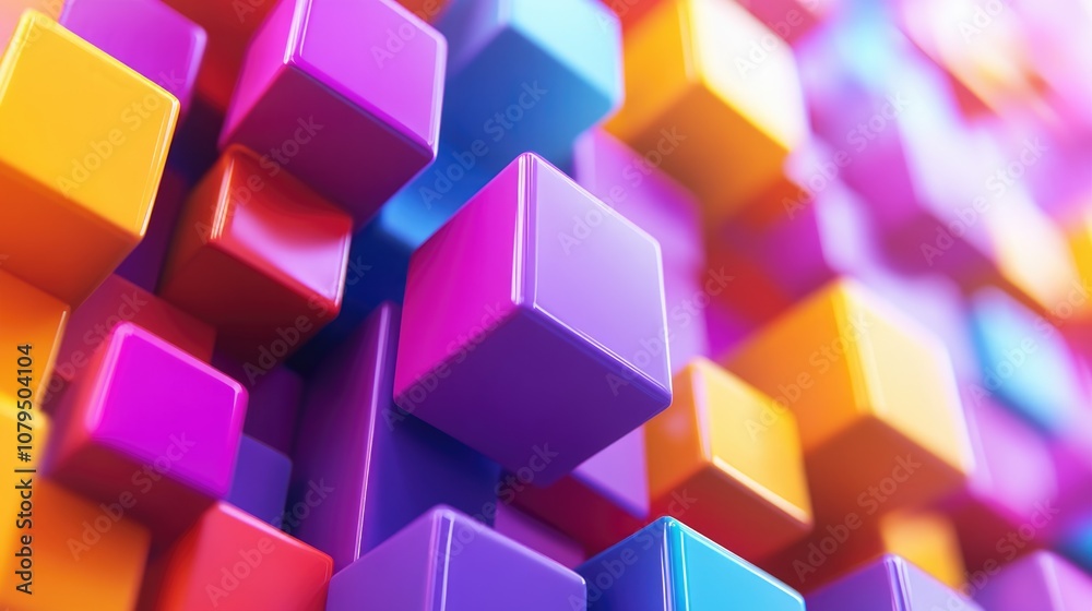 Colorful 3D extruded squares create a background in this 3D cartoon rendering featuring an abstract design with geometric art elements and futuristic textures Colorful 3D extruded squares create a background in this 3D cartoon rendering featuring an abstract design with geometric art elements and futuristic textures