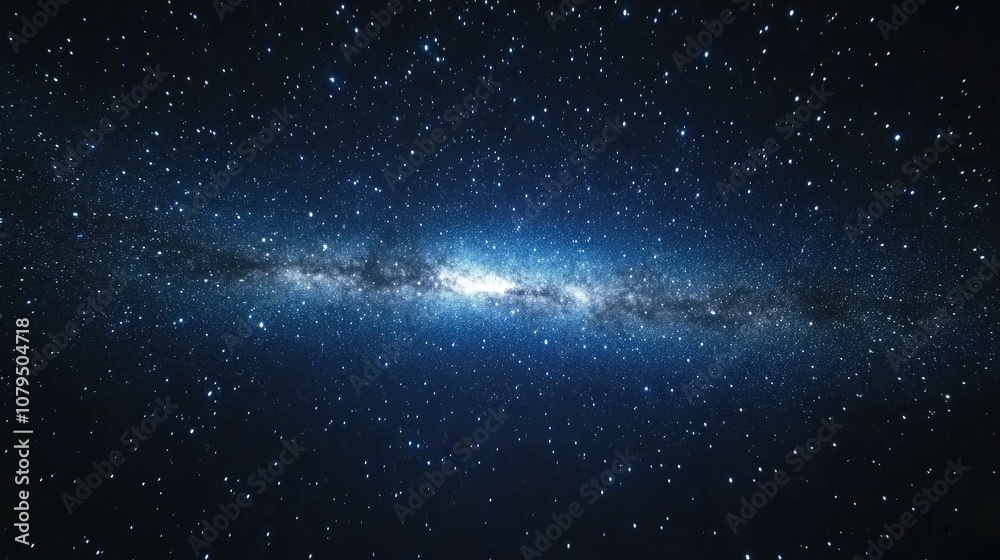 3D cartoon visualization of a dark blue night sky filled with numerous stars and the Milky Way in the cosmic backdrop 3D cartoon visualization of a dark blue night sky filled with numerous stars and the Milky Way in the cosmic backdrop