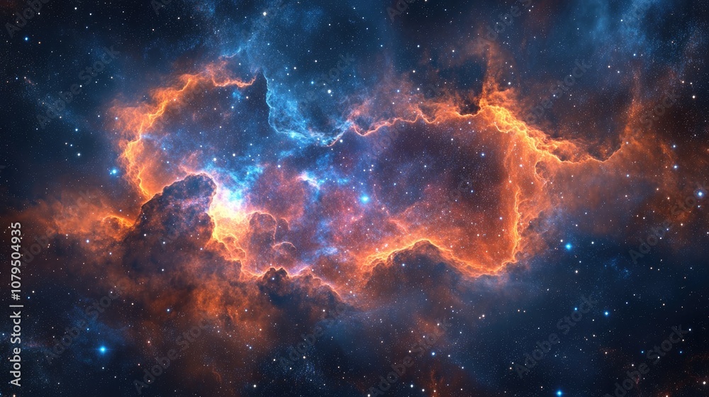 Obraz premium 3D cartoon rendering of dramatic nightscapes featuring stars nebulae and galaxies against a vast dark sky