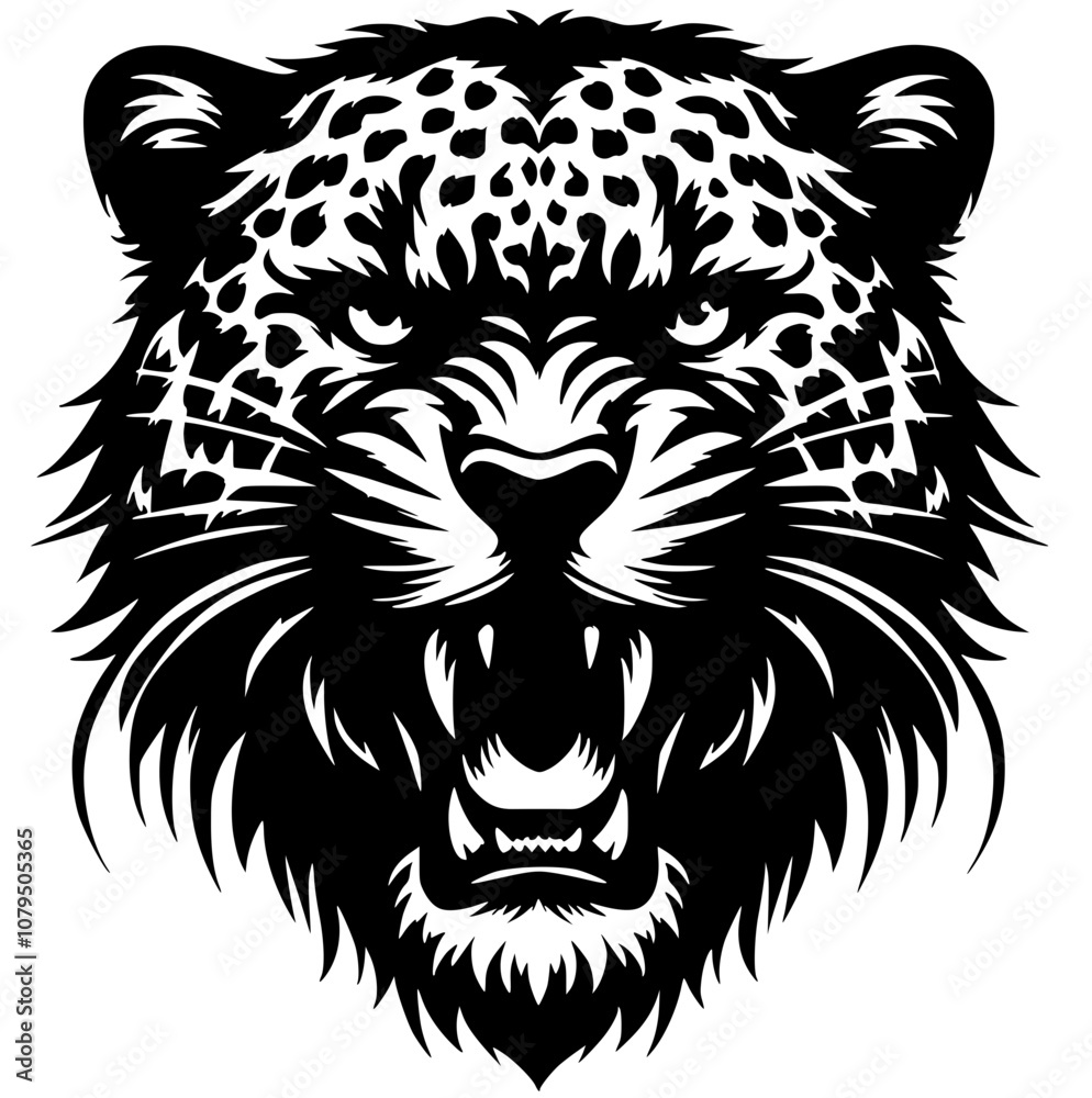 Silhouette of a leopard roaring Silhouette of a leopard roaring