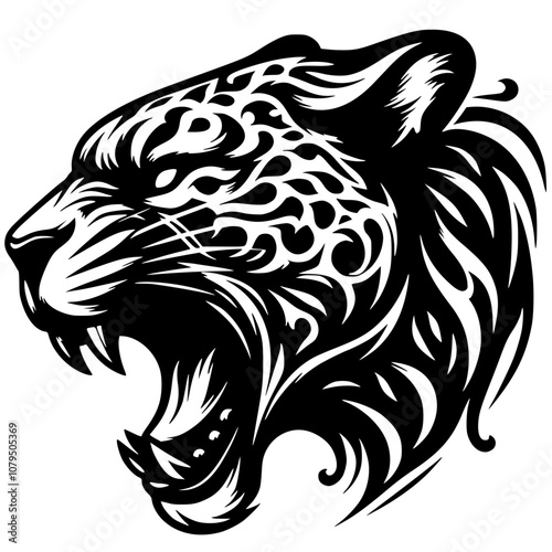 Silhouette of a leopard roaring