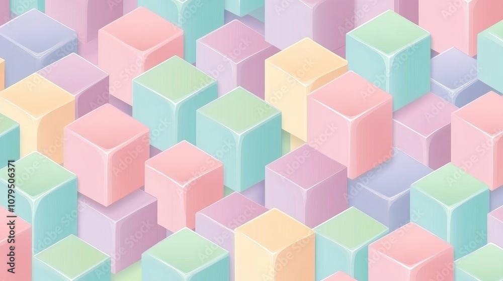 Obraz premium Seamless pattern of pastel colored geometric cubes vibrant design for textiles and wallpapers