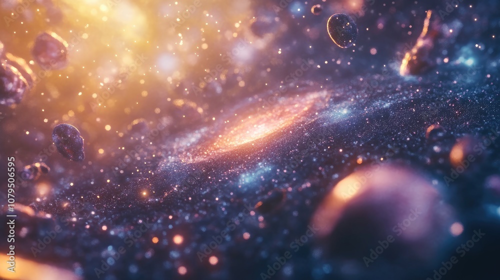 Universe filled with stars nebula and galaxy in 3D cartoon watercolor rendering Universe filled with stars nebula and galaxy in 3D cartoon watercolor rendering