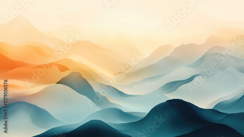 Abstract digital artwork depicting a mountainous landscape ideal for use as a background illustration