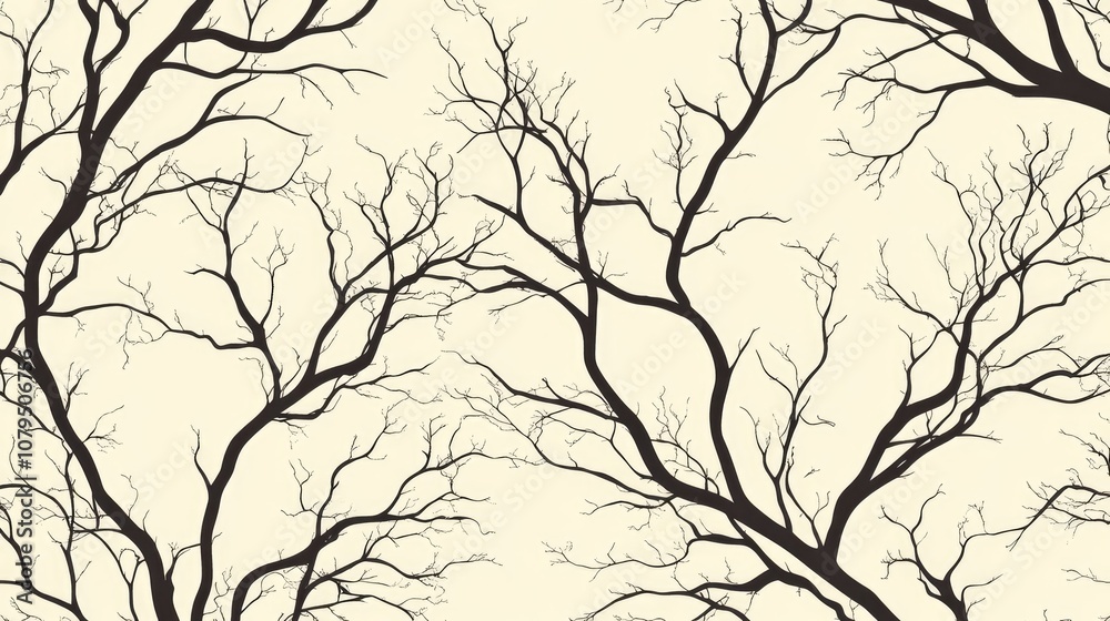 Fototapeta premium Seamless abstract vector pattern featuring hand drawn tree branches ideal for fabrics and wallpaper design