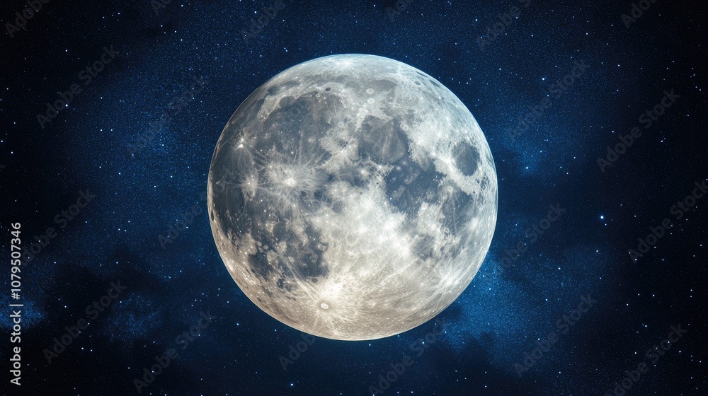 Naklejka premium Close up view of a full moon in a 3D cartoon rendering