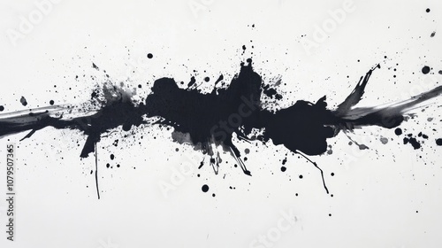 Abstract ink blot design on a white backdrop