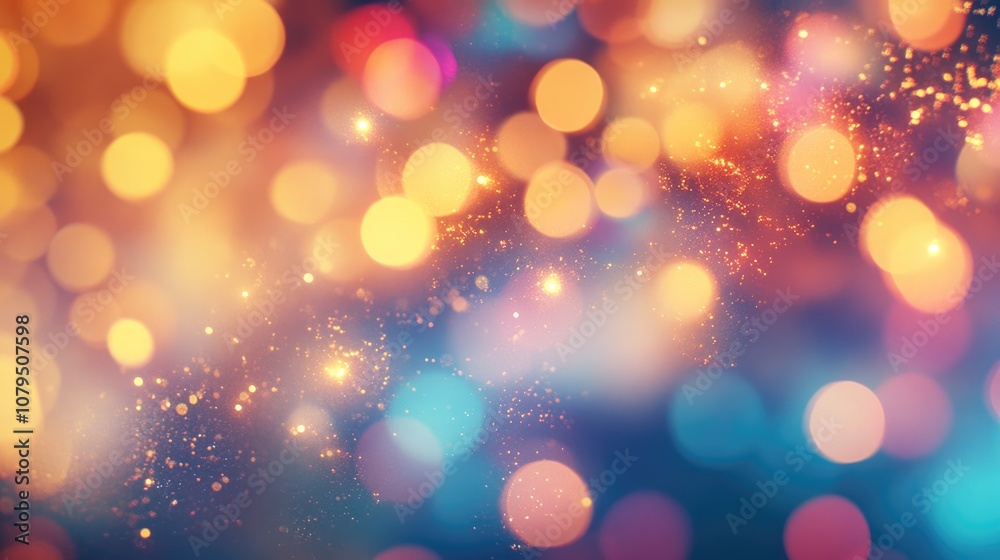 Festive background featuring a 3D cartoon rendering with vibrant golden lights and natural bokeh A vintage magic backdrop filled with colorful bokeh ideal for spring summer Christmas and New Year Festive background featuring a 3D cartoon rendering with vibrant golden lights and natural bokeh A vintage magic backdrop filled with colorful bokeh ideal for spring summer Christmas and New Year