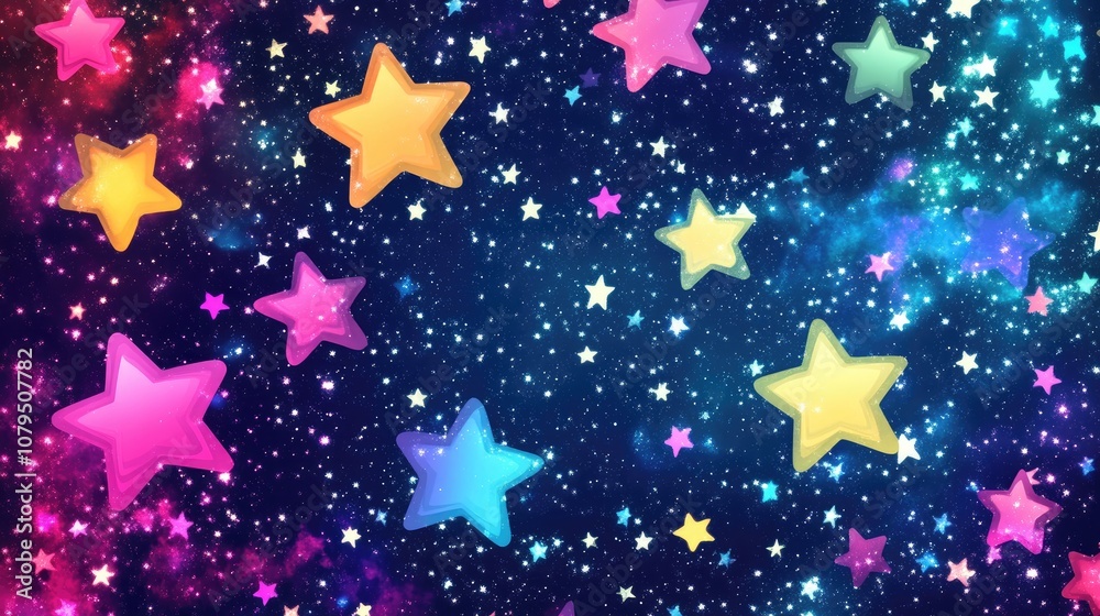 Colorful starry night sky background texture in a 3D cartoon rendering of outer space Colorful starry night sky background texture in a 3D cartoon rendering of outer space