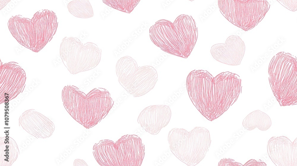 Retro cute seamless pattern featuring pink outlined hearts on a white background ideal for Valentine s Day love cards Suitable for fabric paper scrapbooking gift wrapping and wallpapers Retro cute seamless pattern featuring pink outlined hearts on a white background ideal for Valentine s Day love cards Suitable for fabric paper scrapbooking gift wrapping and wallpapers