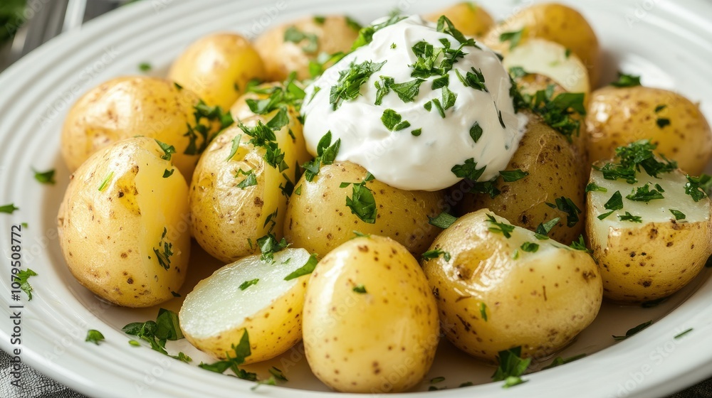 Fresh Boiled Potatoes with Cream and Herbs Fresh Boiled Potatoes with Cream and Herbs