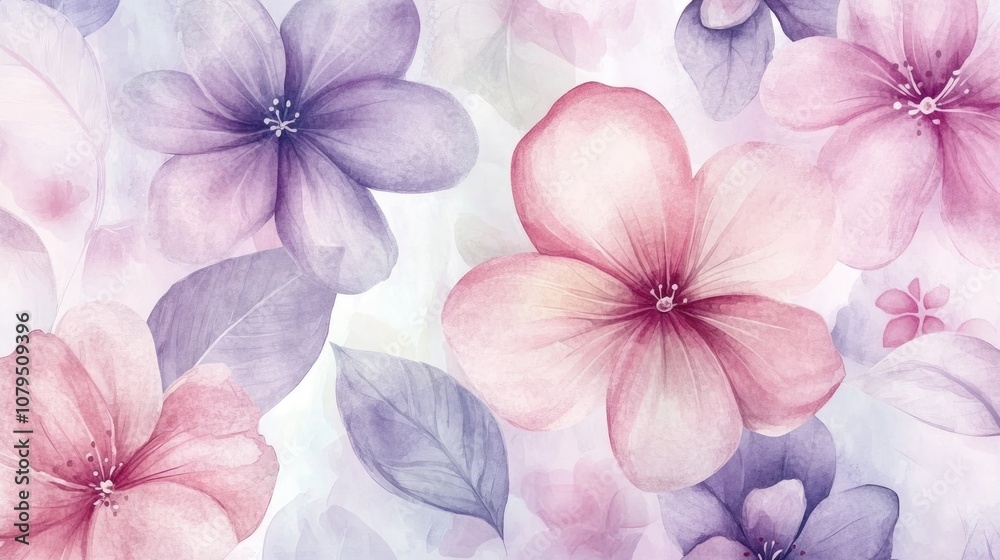 Seamless pattern of delicate watercolor flowers in soft pastel hues perfect for beauty product packaging or floral design applications Seamless pattern of delicate watercolor flowers in soft pastel hues perfect for beauty product packaging or floral design applications