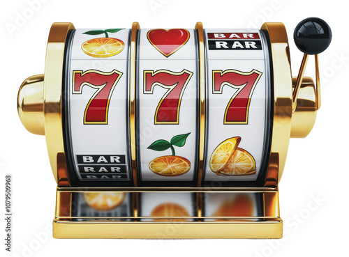 Obraz na płótnie PNG Vibrant classic three-reel slot machine w salonie