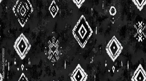 Doodle Pattern in Black Tribal Geometric Brush Design Ikat Pattern in Seamless Ink Watercolor Gray Ink Scribble Texture Seamless Ikat Brush Design Native Ikat Doodle Style