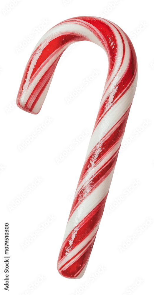 Fototapeta premium PNG Red and white candy cane on plain bg