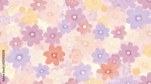 Floral pattern background featuring abstract flowers in pastel hues