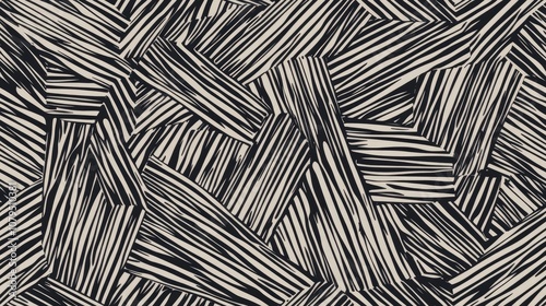 Seamless geometric line pattern featuring interlacing linear texture suitable for wallpaper packaging banners invitations business cards and fabric print Interweaving black and white graphic sketc