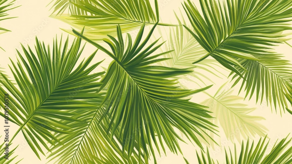 Seamless pattern featuring palm leaves ideal for textiles packaging gifts cards linens and kitchen items Seamless pattern featuring palm leaves ideal for textiles packaging gifts cards linens and kitchen items