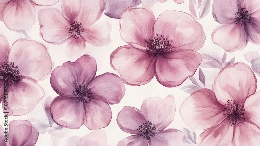 Seamless watercolor pattern of delicate pastel flowers ideal for beauty products and packaging Seamless watercolor pattern of delicate pastel flowers ideal for beauty products and packaging