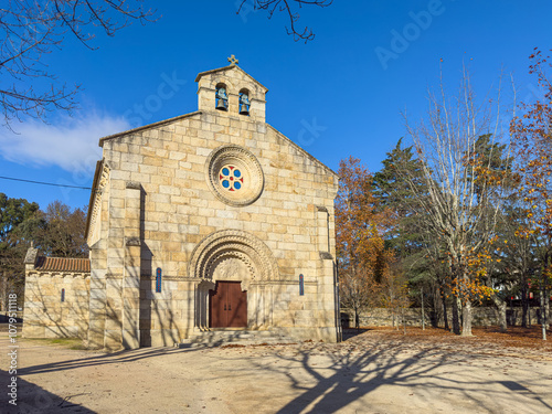 Facade of Church of Our Lady of the Conception of Vidago. Vidago is a Portuguese village in the municipality of Chaves is also known for its thermal waters photo