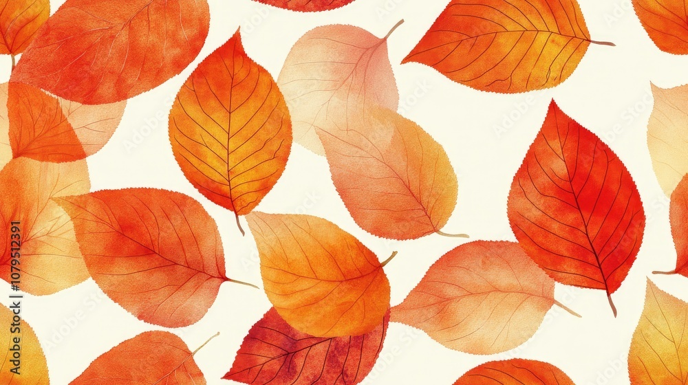Seamless pattern featuring autumn leaves against a light backdrop Seamless pattern featuring autumn leaves against a light backdrop