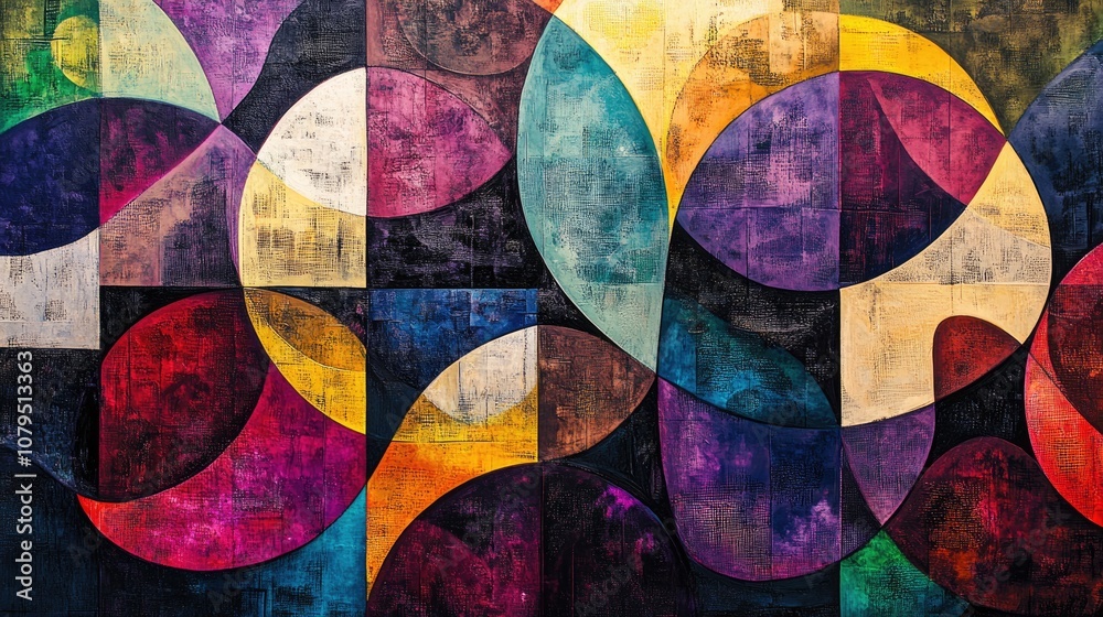 Fototapeta premium Abstract textured geometric pattern with vibrant colors and intricate designs for modern decor applications