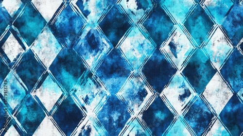 Repeating Ethnic Patterns Abstract Drawing Style Stylized African Decor Watercolor Wallpapers in Navy Turquoise and Blue Tie Dye Diamond Design