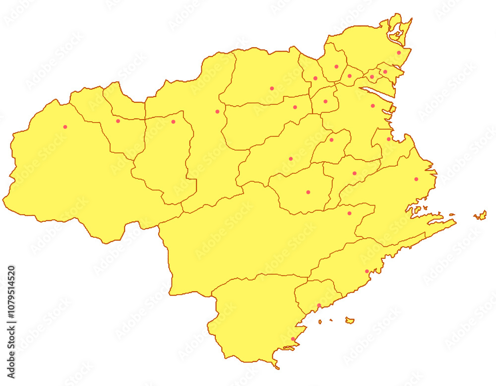 Obraz premium 徳島県 地図 黄色 イラスト