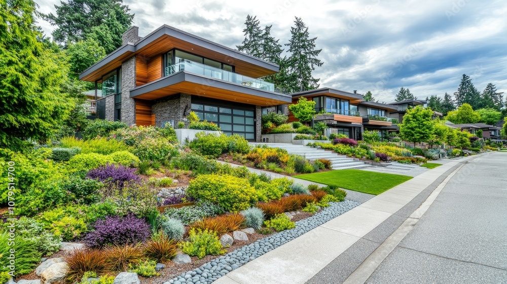Modern Homes with Lush Landscaping in Scenic Neighborhood Modern Homes with Lush Landscaping in Scenic Neighborhood