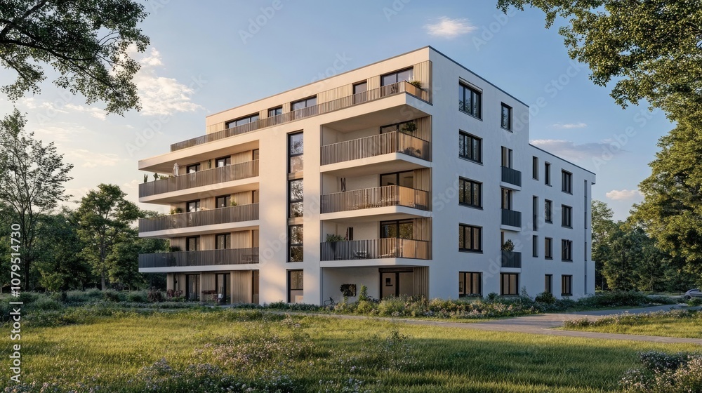 Modern Residential Building Surrounded by Nature Modern Residential Building Surrounded by Nature