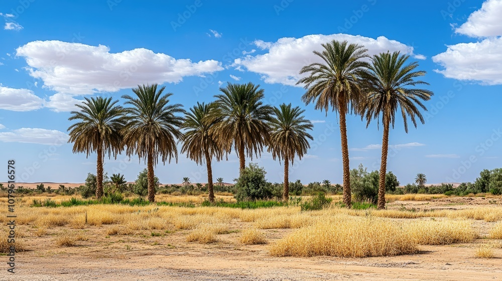 Serenity of Palm Trees in Desert Landscape Serenity of Palm Trees in Desert Landscape