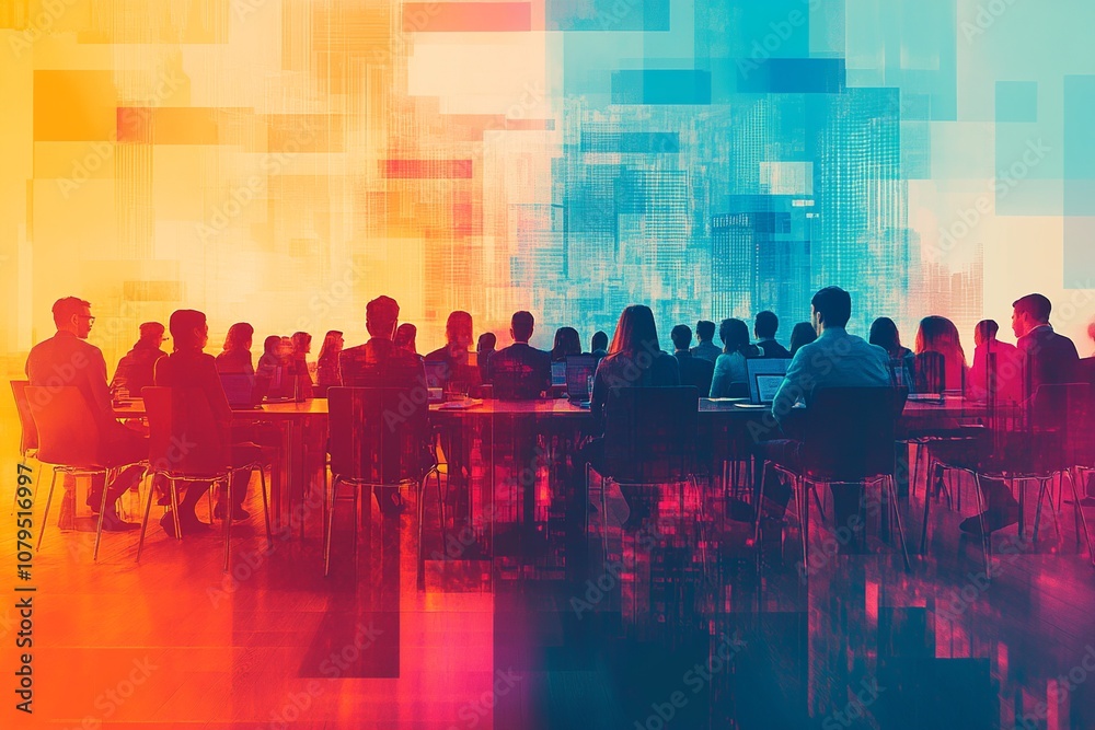 A vibrant collage showcasing diverse business settings, including modern offices and coworking spaces, integrated with tech elements like VR and AI, illustrating management strategies A vibrant collage showcasing diverse business settings, including modern offices and coworking spaces, integrated with tech elements like VR and AI, illustrating management strategies