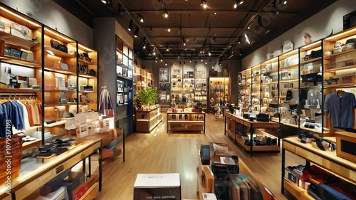 Modern store interior with diverse products
