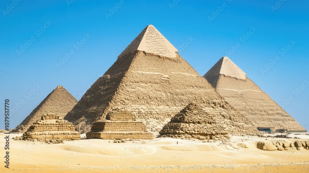 Majestic Pyramids Against Clear Blue Sky Majestic Pyramids Against Clear Blue Sky