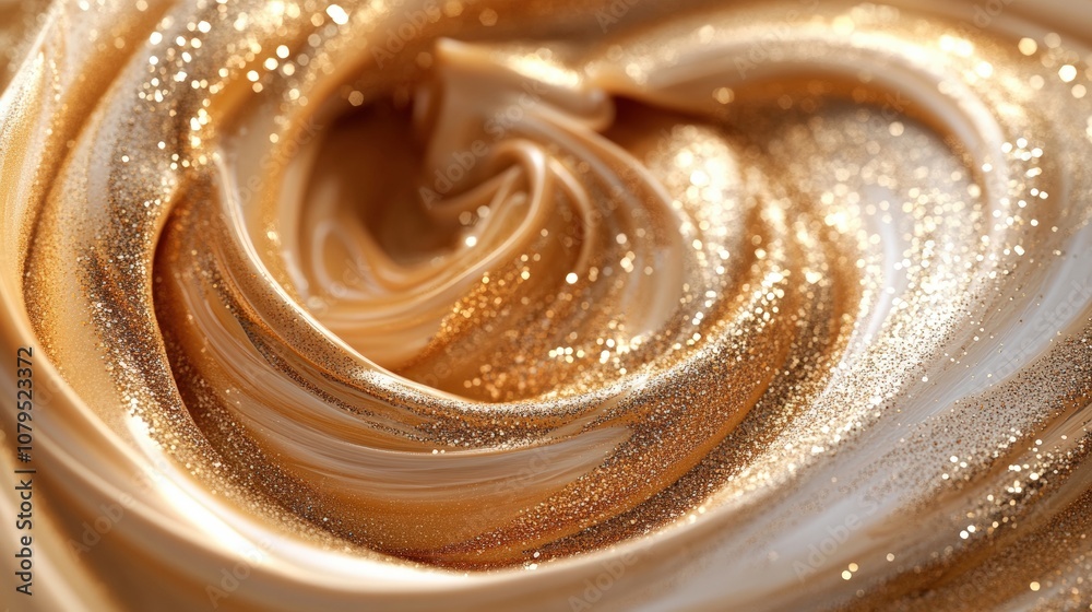 Swirling gold texture with sparkling highlights, creating a luxurious abstract background. Swirling gold texture with sparkling highlights, creating a luxurious abstract background.