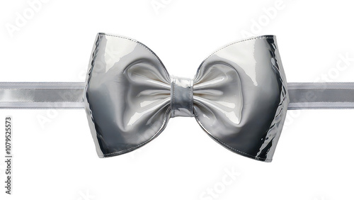 Lackered white bow on transparent background. png photo