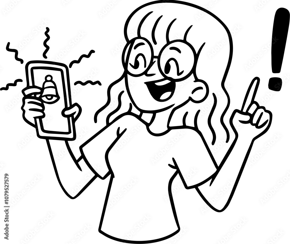 Line Art of a Virtual Assistant Woman, Simple Cartoon Outline for Notion Line Art of a Virtual Assistant Woman, Simple Cartoon Outline for Notion