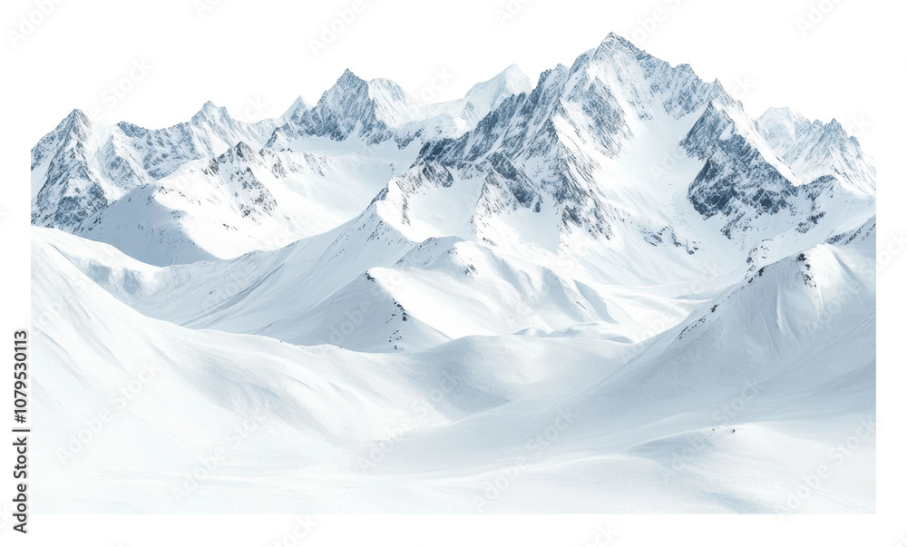 PNG Snowy mountains and valleys in winter