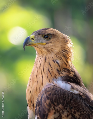 Eagle bird isolated with blur green bokeh background